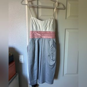 White/Pink/Gray short formal dress, size 9